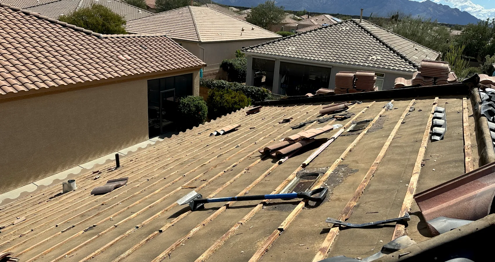 Old roof being replaced in Tucson AZ